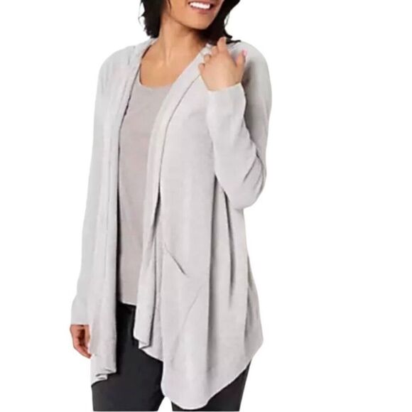 Barefoot Dreams CozyChic Ultra Lite Hooded Seashore Cardigan Tan Size Medium - Picture 1 of 8